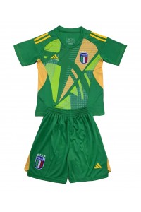 Fotbalové Dres Itálie Brankářské Dětské Venkovní Oblečení ME 2024 Krátký Rukáv (+ trenýrky)